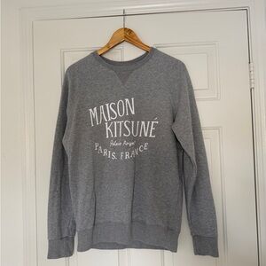 MAISON KITSUNE Heather Gray Crewneck Sweater